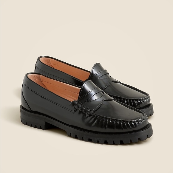 J. Crew Shoes - J.Crew Winona Lug Sole Penny Loafers in Spazzolato Leather